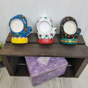 Mary Engelbreit Holiday Mitten Tea Light Candle Holders